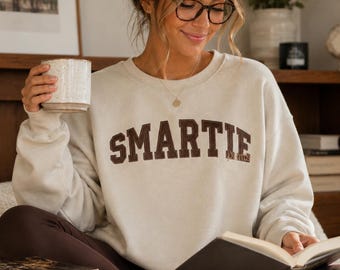 Smartie Pants Satin Appliqué Sweatshirt - sarcastic- intelligent- sassy - funny saying- MEDIUM - Ready to Ship - Book lover - study shirt