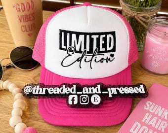 Limited Edition Embroidered Trucker Hat  Foam - only one like me - vintage - hard to find -  Special person - Unique - Cute Casual cap
