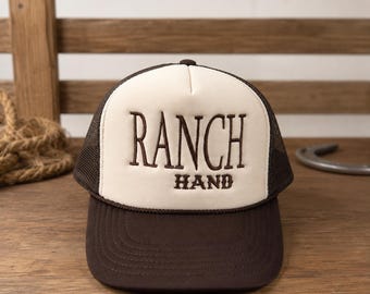 Embroidered Ranch Hand foam Trucker Hat -  Snapback Summer Cap - cowboy - cowgirl