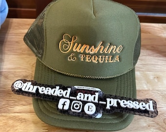 Embroidered Sunshine & Tequila - foam Trucker Hat -  Snapback - Summer Cap - Day Drinking - cocktails- pool