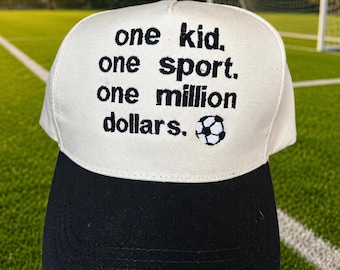 Custom Embroidered One kid sports  - Cap -hat- travel teams - baseball - funny -soccer - volleyball - cheer -dance- gymnastics