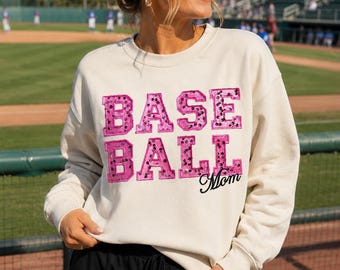 Custom Baseball Mom Sequin Appliqué Sweatshirt | Game Day Mama Crewneck