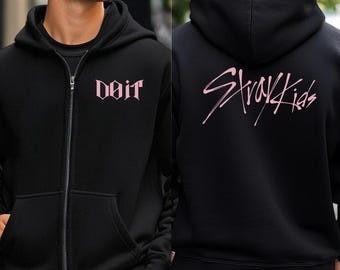 Kpop Merch Gothic Zip Up Hoodie, Dominate Graphic Streetwear Sweatshirt In Multiple Colors