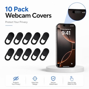 10 Pack Ultra Thin Webcam Covers for Laptop, Tablet, Phone Privacy Slider