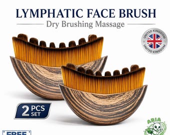 2 Pack Natural Bristle Facial Dry Brush, Lymphatic Drainage Face Massage Tool, Exfoliating Skincare