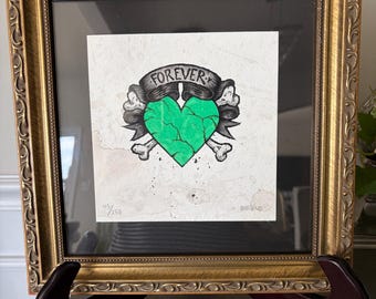Gesigneerde ingelijste print "Forever" van Todd Bratrud, gelimiteerde oplage #115/250, Skate Art