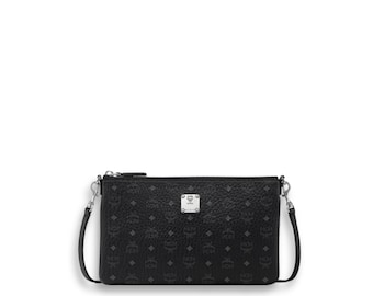 MCM Aren Crossbody Pouch in Visetos, Designer Leder Pochette Geldbörse