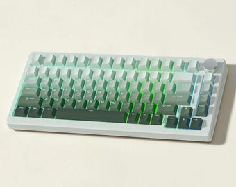 Green Keycap Set, Shine Through PBT Keycaps for Mechanical Keyboard, Cherry Profile Gaming Keyboard Keycaps