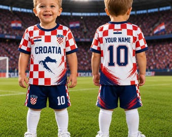 Custom Croatia Baby Soccer Jersey, Personalized Croatia Football Outfit, Custom Name Number Toddler Shirt, World Cup Kids Gift