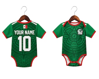Body per neonati Messico Coppa del Mondo 2026, tutina da calcio personalizzata per neonati, completo da calcio Messico personalizzato con nome e numero, regalo per piccoli tifosi