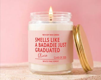 Baddie Graduation Candle, Funny Personalized Gift for Class of 2026 College Grad, Unique Keepsake for Her, College Graduation Gift,Grad Gift