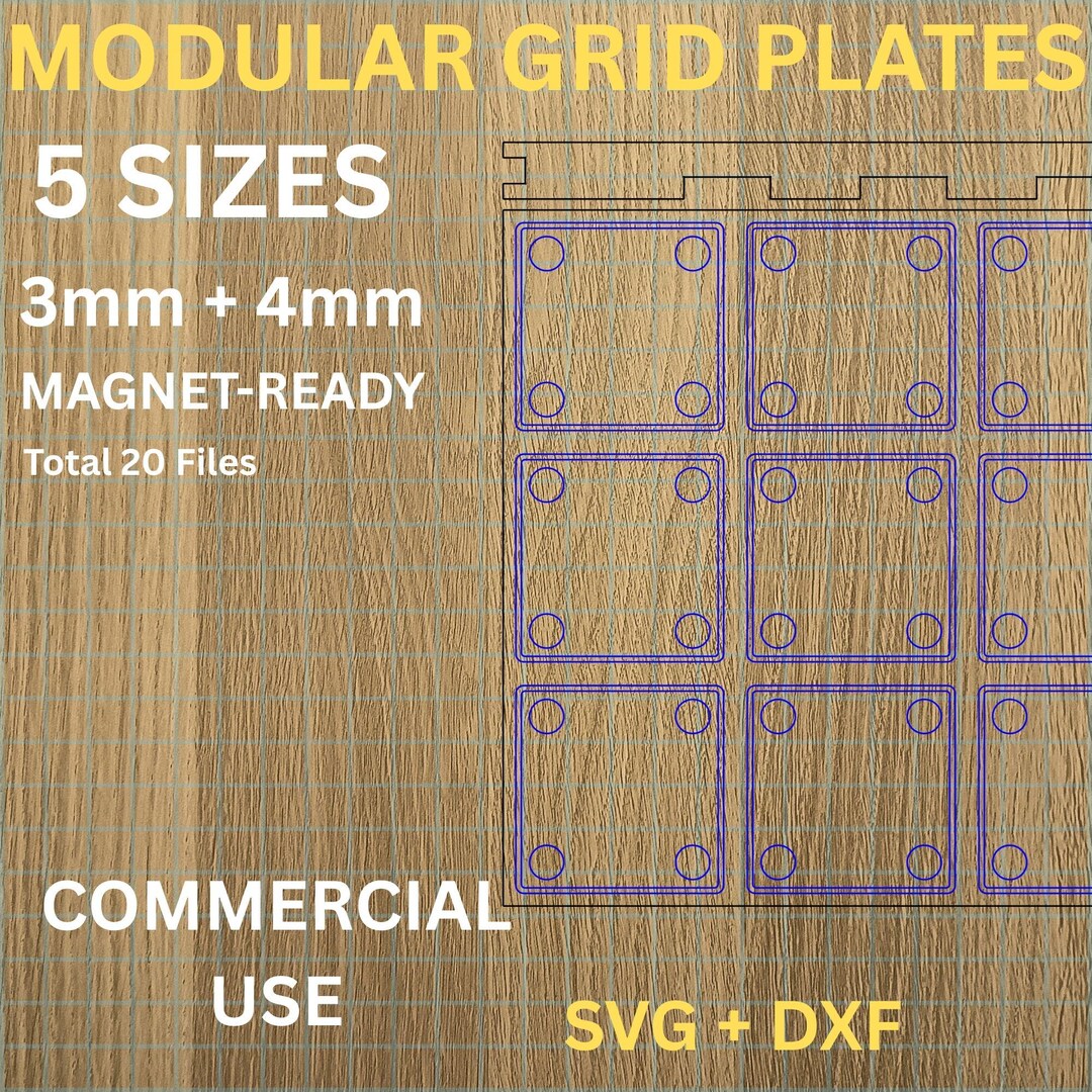 Modular Grid - Gridfinity Baseplate SVG Bundle, Magnetic Organizer DXF ...