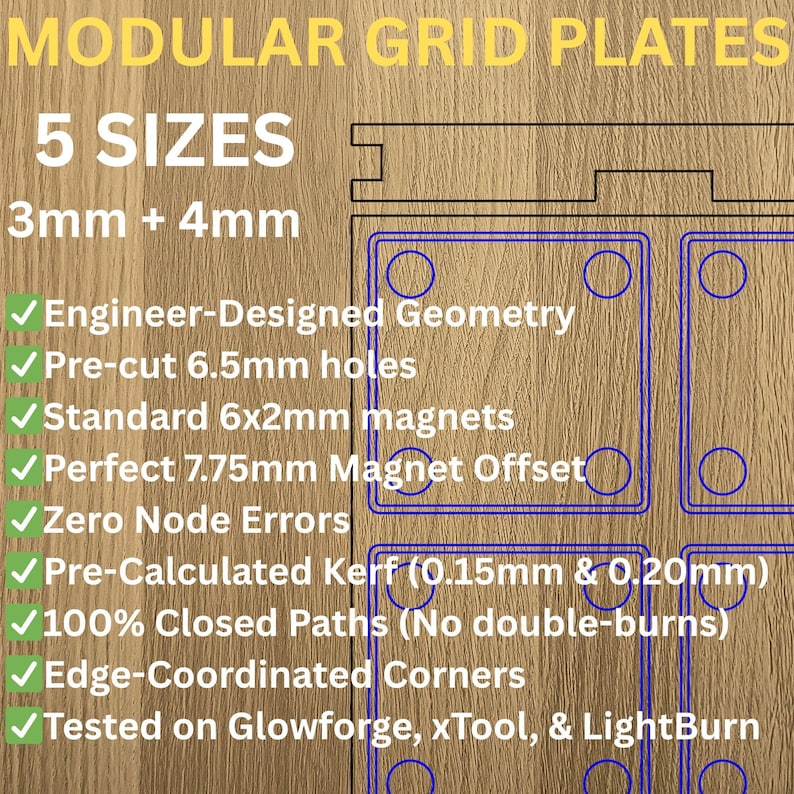 Modular Grid - Gridfinity Baseplate SVG Bundle, Magnetic Organizer DXF ...