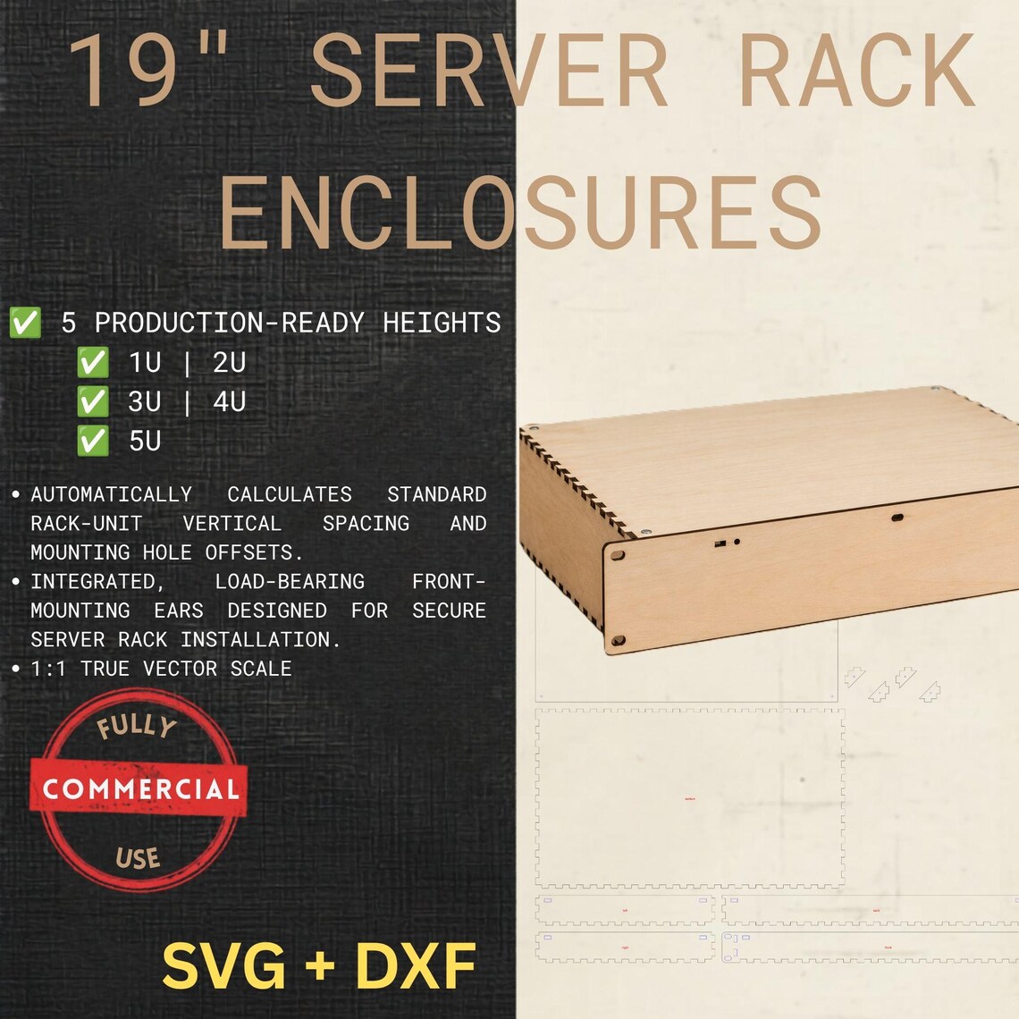 19-inch Server Rack Enclosure Laser Cut DXF Bundle | Commercial License ...