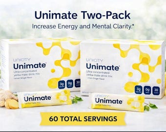 Unicity Unimate Yerba Mate-drankmix | 60 pakjes | Natuurlijke energiebooster | Citroengembersmaak