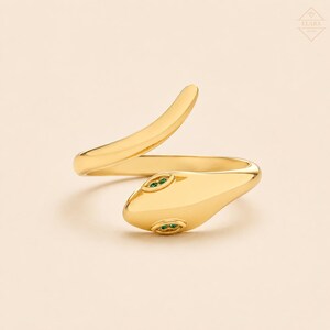 Diamond Snake Wrap Ring, Solid Gold Serpent Ring, Minimalist Bypass Ring, Open Wrap Ring, Statement Ring, Gift for Her, Fine Jewelry
