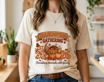 Thanksgiving Gathering 2026 PNG Family Dinner Fall Autumn Harvest Celebration Sublimation Design Digital Download