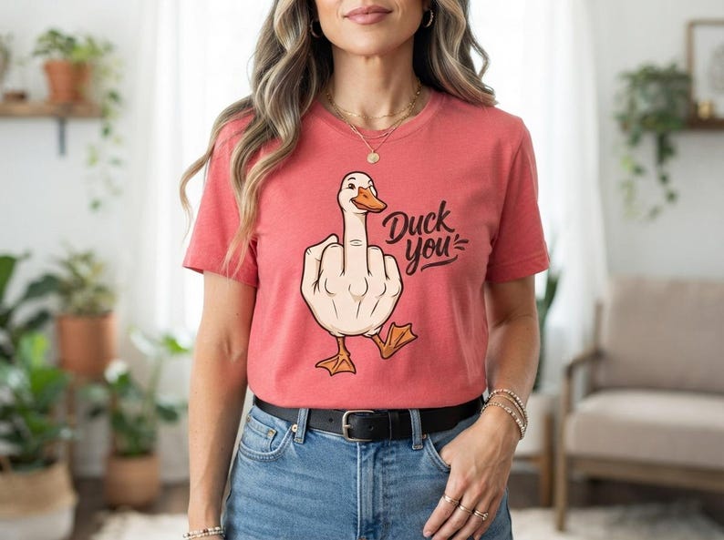 Funny Duck PNG Duck You middle finger animal humor design for sublimation digital download apparel