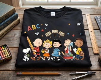 Peanuts Characters ABC Back to School PNG | Snoopy Charlie Brown Sublimation Design (Digital Download)