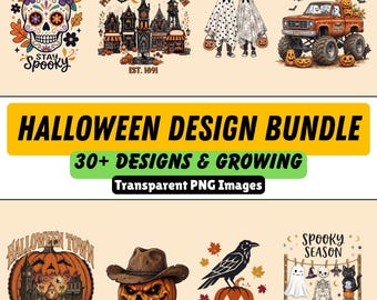 Halloween PNG Bundle Retro Spooky Season Sublimation Shirt Designs Digital Download
