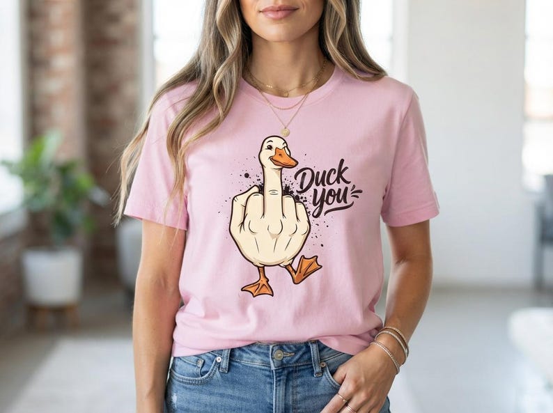 Funny Duck PNG Duck You middle finger animal humor design for sublimation digital download apparel