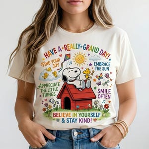 Snoopy Graphic Tee: Have a Really Grand Day, Embrace Sun, Believe Yourself (Digital Download)