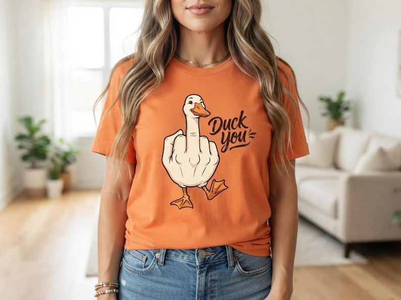 Funny Duck PNG Duck You middle finger animal humor design for sublimation digital download apparel