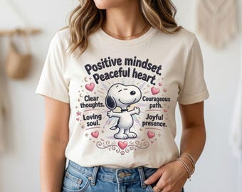 Snoopy Positive Mindset PNG | Peaceful Heart Sublimation Design (Digital Download)
