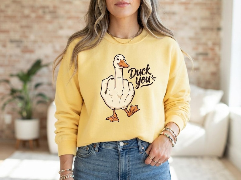 Funny Duck PNG Duck You middle finger animal humor design for sublimation digital download apparel