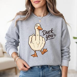 Funny Duck PNG Duck You middle finger animal humor design for sublimation digital download apparel