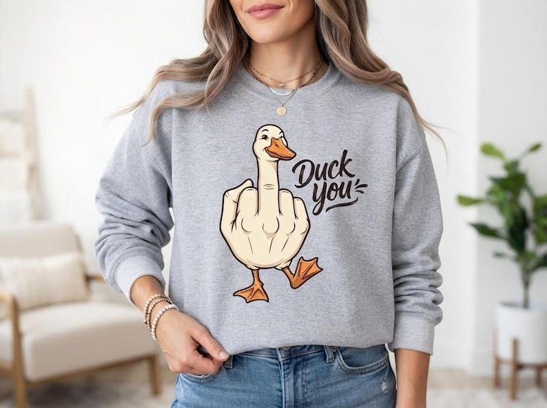 Funny Duck PNG Duck You middle finger animal humor design for sublimation digital download apparel