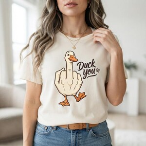 Funny Duck PNG Duck You middle finger animal humor design for sublimation digital download apparel