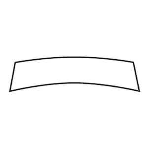 May include: A black outline of a curved rectangular shape, with a slightly arched top and angled sides. The shape is centered on a white background, creating a minimalist design.