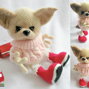 Wzór na szydełkową lizonkę – zabawka amigurumi z dzianinowym swetrem (wzór PDF) [#216 Pertseva]