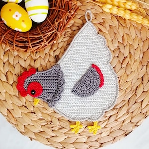 255 Crochet pattern Chicken Hen decor, potholder or decorative pillow Amigurumi PDF file by Zabelina Etsy image 10