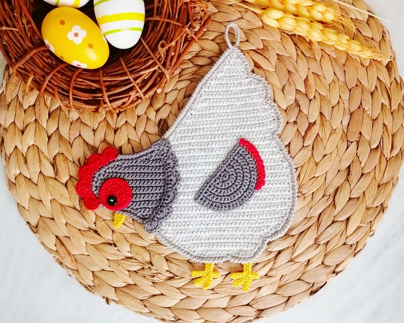 255 Crochet pattern Chicken Hen decor, potholder or decorative pillow Amigurumi PDF file by Zabelina Etsy image 10