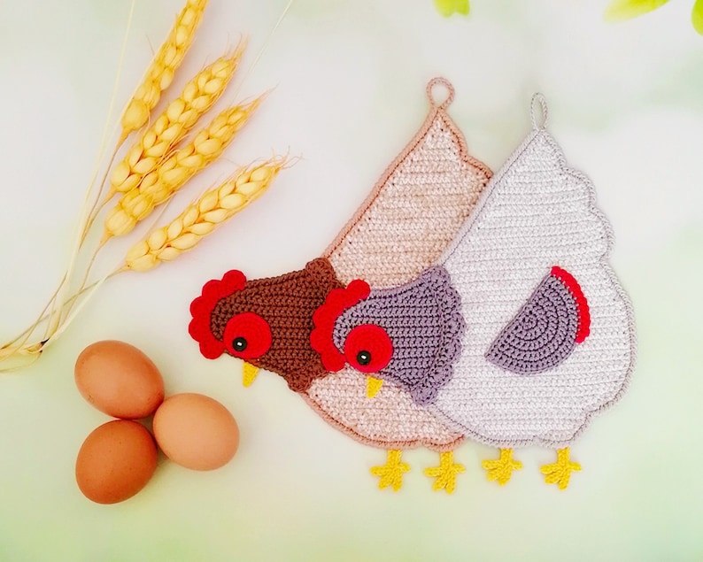 255 Crochet pattern Chicken Hen decor, potholder or decorative pillow Amigurumi PDF file by Zabelina Etsy image 9