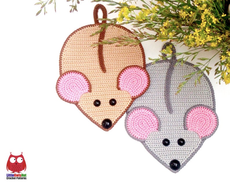 Amigurumi PDF file by Zabelina Etsy potholder or decorative pillow Rat Mice decor 241 Crochet pattern