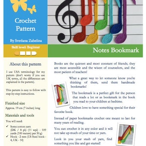 023 Crochet pattern Notes Applique, Bookmark or decor Amigurumi PDF file by Zabelina Etsy image 2
