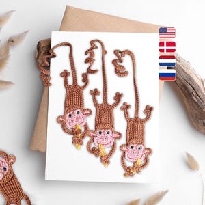 Eenvoudig haakpatroon aap 029 - Cheepy appliqué, bladwijzer of decor pdf-bestand door Zabelina Etsy