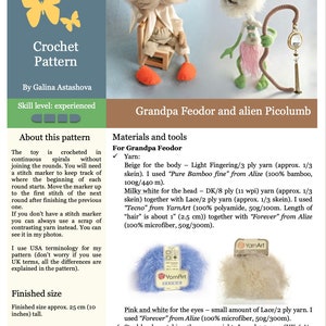 058 Crochet Pattern Granddad Feodor and Alien Picolumb Shaman aya PDF file Amigurumi by Astashova Etsy image 2
