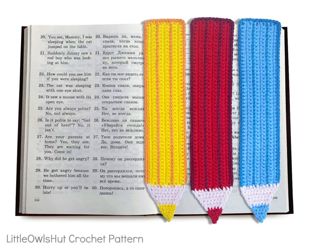 017 Crochet Pattern - Pencil Applique, Bookmark or decor - Amigurumi …