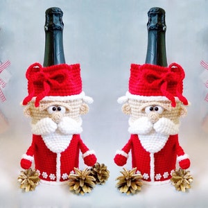 259 Crochet Pattern Santa wine or champagne bottle sleeve PDF file by Knittoy Etsy image 3