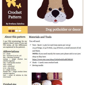 2 Crochet Patterns Dog and paw Decor or potholders Amigurumi Crochet Pattern PDF file by Zabelina Etsy image 2