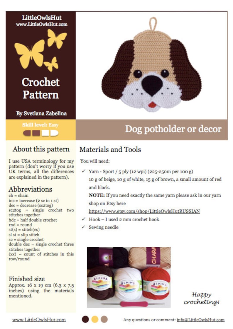 2 Crochet Patterns Dog and paw Decor or potholders Amigurumi Crochet Pattern PDF file by Zabelina Etsy image 2