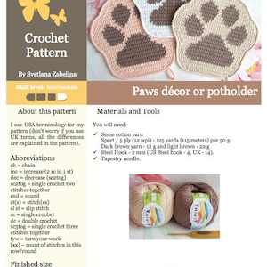 2 Crochet Patterns Dog and paw Decor or potholders Amigurumi Crochet Pattern PDF file by Zabelina Etsy image 4