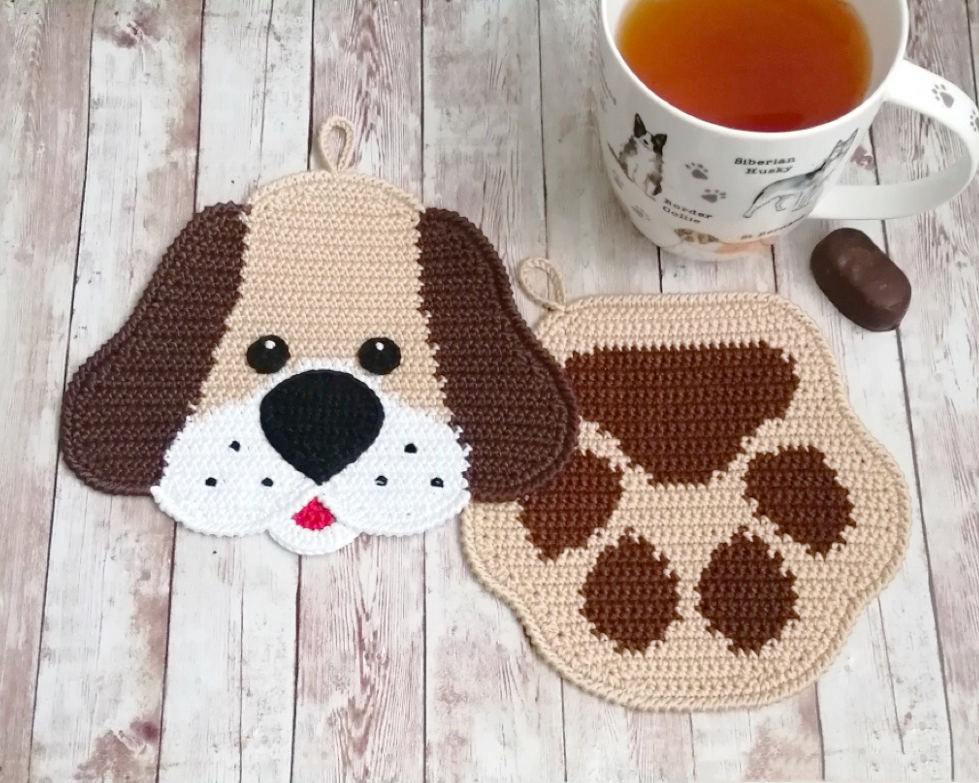 Crochet Dog and Paw Potholder Patterns – Amigurumi Set (PDF
