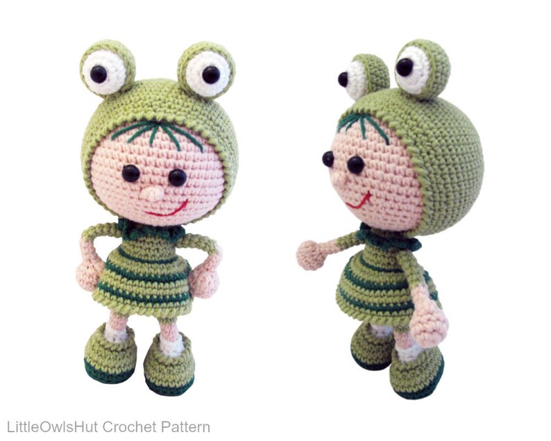 118 Crochet Pattern Girl doll in a frog outfit Amigurumi PDF file by Stelmakhova Etsy image 6