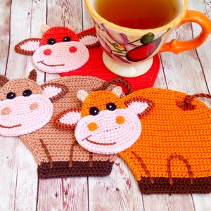 267 Crochet pattern - Cow or Bull Ox, decor, hotpad, coaster - Amigurumi PDF file by Zabelina Etsy