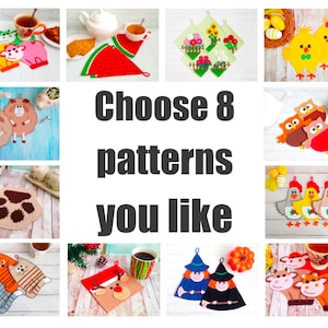 8 decors potholders of your choice set Crochet Patterns - 8 Pdf files by Zabelina Etsy